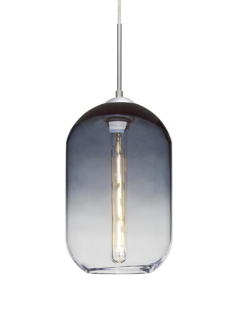 Besa, Omega 12 Cord Pendant, Steel/Clear, Satin Nickel Finish, 1x4W LED Filament