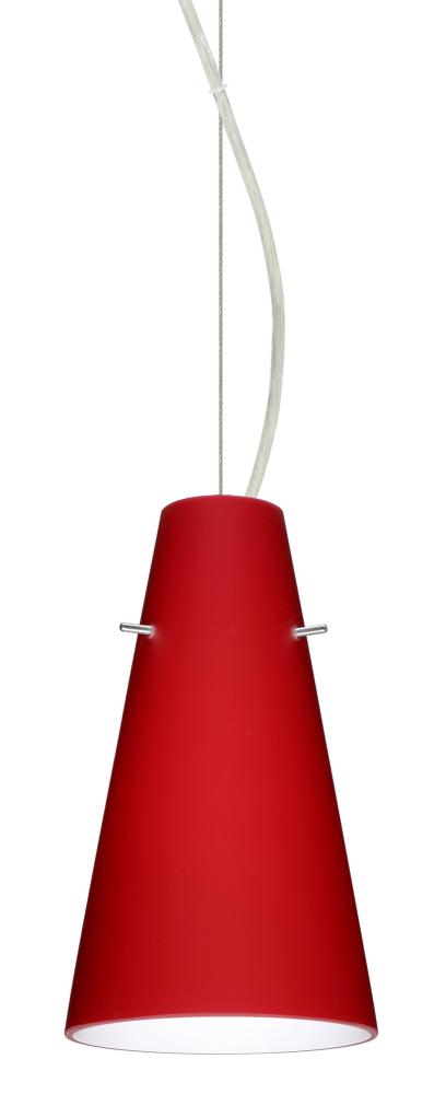 Besa Cierro LED Cable Pendant Ruby Matte Satin Nickel 1x9W LED