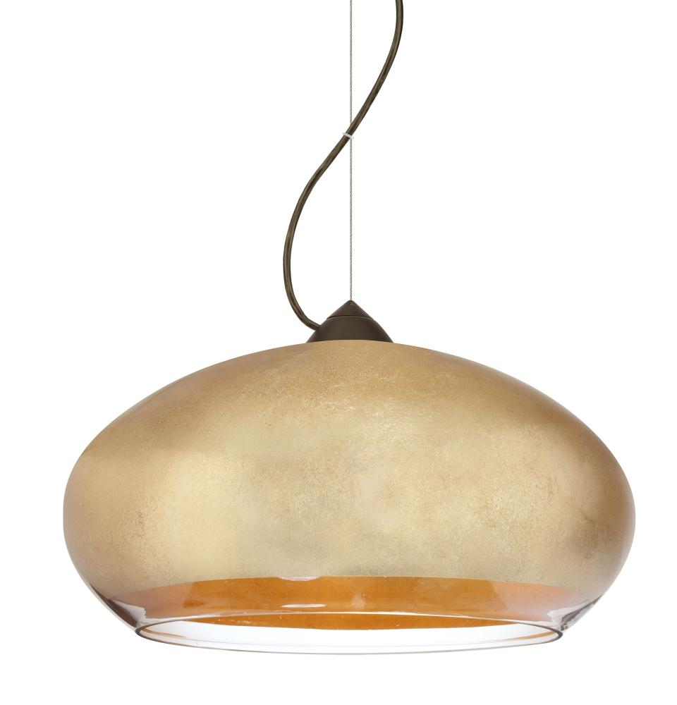 Besa Brio 14 Cable Pendant Bronze Gold Foil 1x9W LED