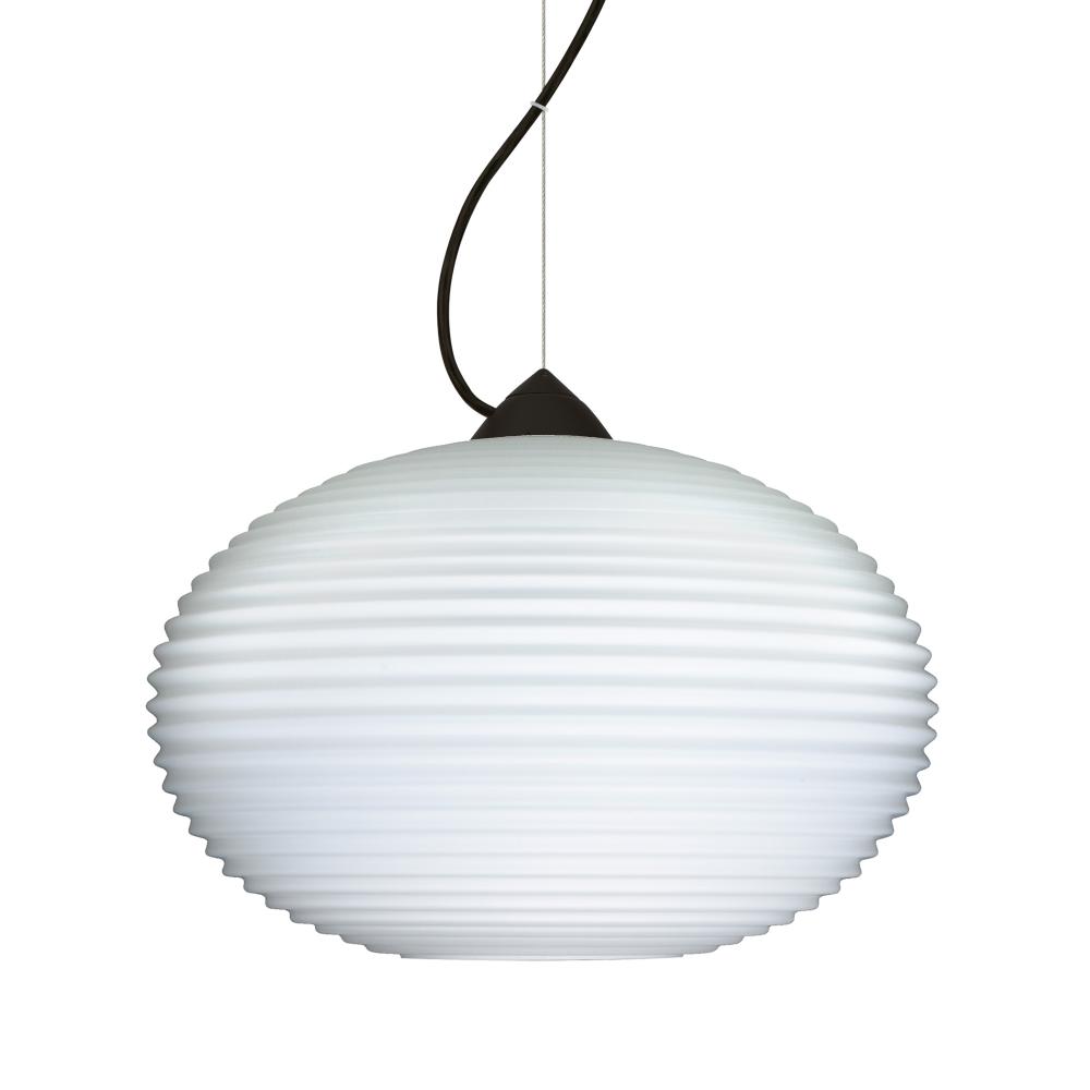 Besa Pape 10 Pendant 1Kx Opal Ribbed Black 1x75W MAX E26 Base