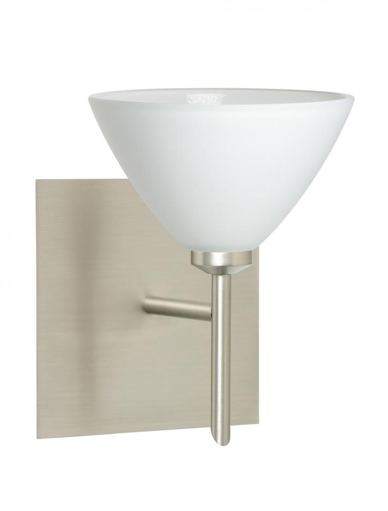 Besa Wall With SQ Canopy Domi Satin Nickel White 1x5W LED