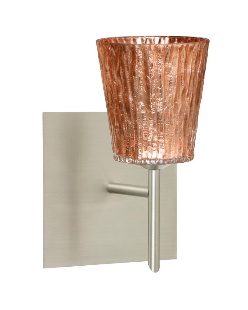 Besa Wall With SQ Canopy Nico 4 Satin Nickel Stone Copper Foil 1x5W LED