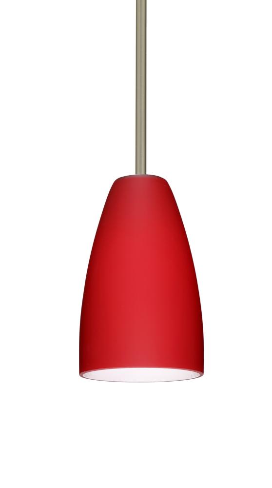 Besa Stem Riva 9 Pendant Satin Nickel Ruby Matte 1x75W Medium Base