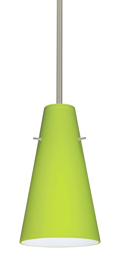 Besa Cierro Stem Pendant Satin Nickel Chartreuse 1x100W Medium Base