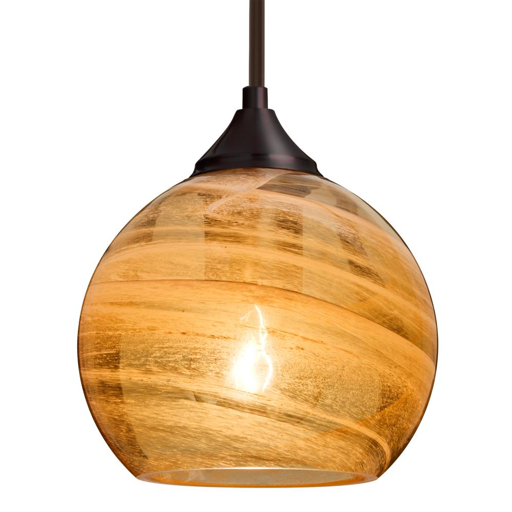 Besa, Jilly Stem Pendant, Vapor Amber, Bronze Finish, 1x60W Medium Base, 15Ft. Cord