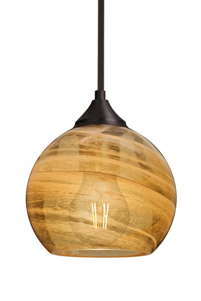 Besa, Jilly Stem Pendant, Vapor Amber, Bronze Finish, 1x5W LED Filament