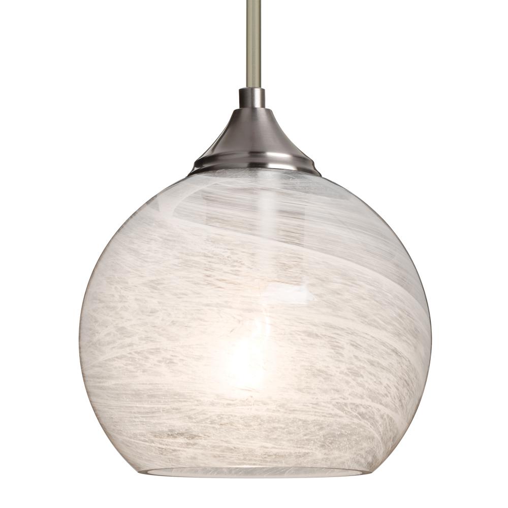 Besa, Jilly Stem Pendant, Vapor Clear, Satin Nickel Finish, 1x60W Medium Base, 15Ft.