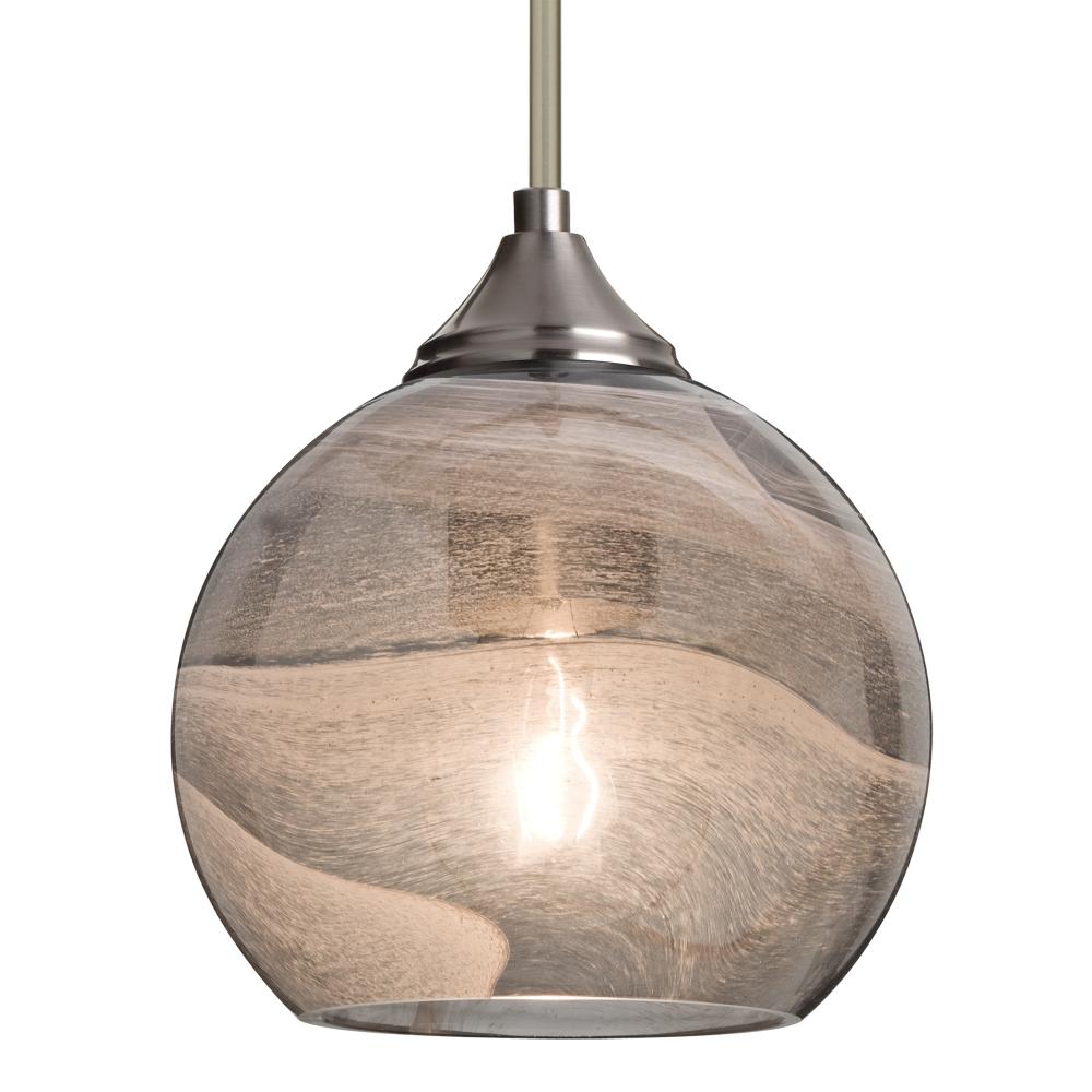 Besa, Jilly Stem Pendant, Vapor Smoke, Satin Nickel Finish, 1x60W Medium Base, 15Ft.