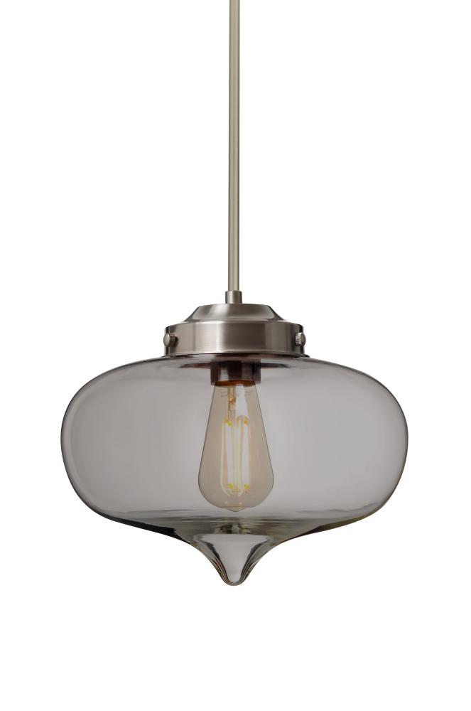 Besa Mira Stem Pendant Satin Nickel Smoke 1x4W LED Filament