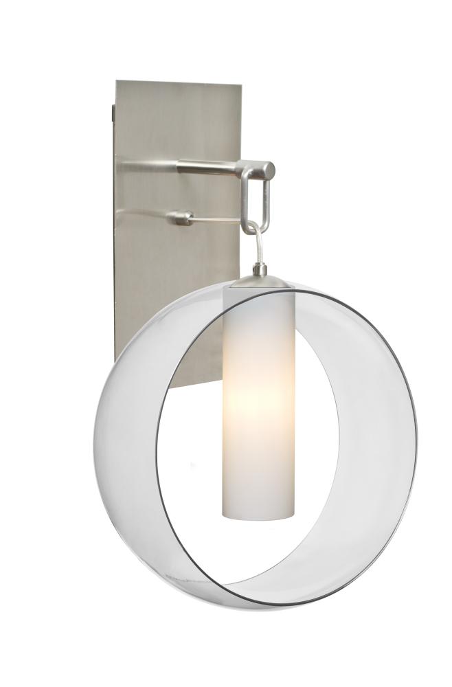 Besa, Plato Wall Pendant, Clear/Opal, Satin Nickel Finish, 1x5W LED