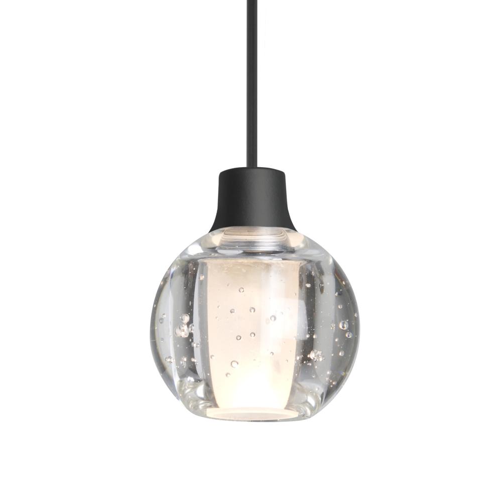 Besa Boca 3 Pendant, Clear Bubble, Black Finish, 1x3W LED