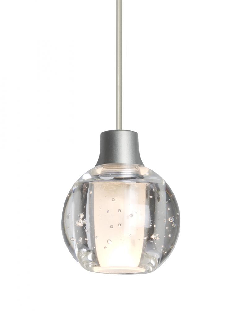 Besa, Boca 3 Cord Pendant, Clear Bubble, Satin Nickel Finish, 1x3W LED, 15Ft. Cord