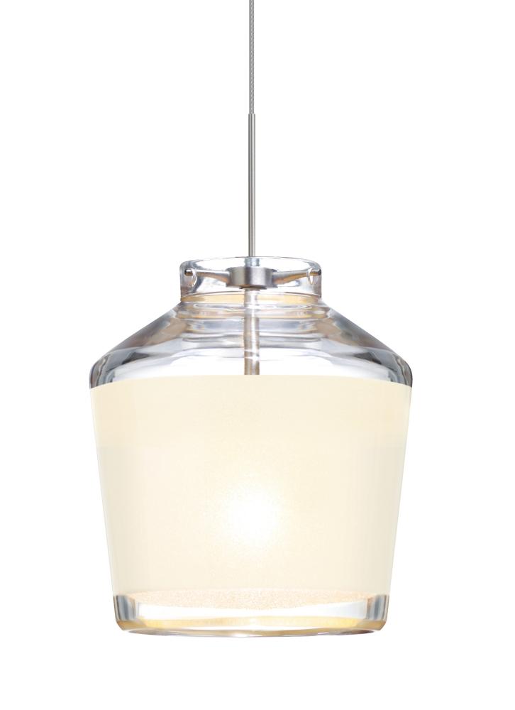 Besa Pendant Pica 6 Satin Nickel White Sand 1x5W LED