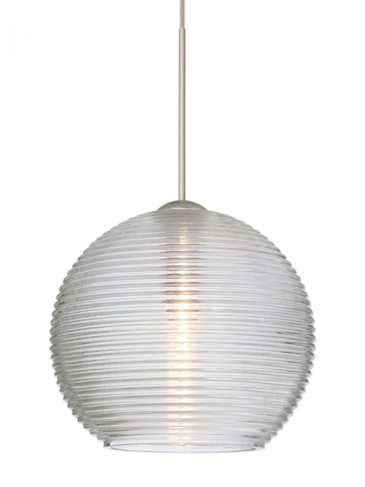 Besa Pendant Kristall 6 Satin Nickel Clear 1x5W LED, 15Ft. Cord