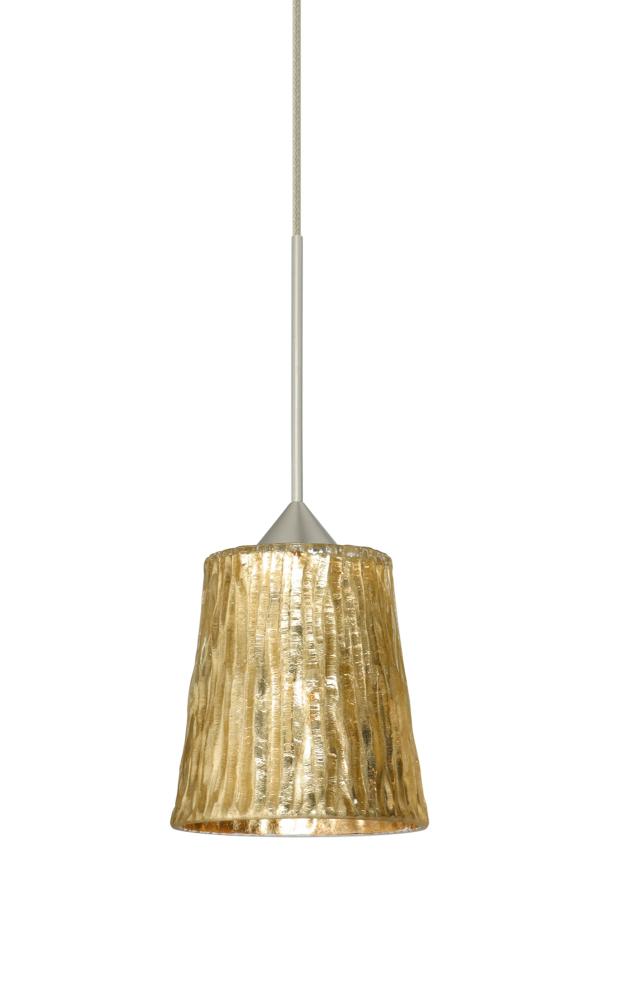 Besa Pendant Nico 4 Satin Nickel Stone Gold Foil 1x5W LED