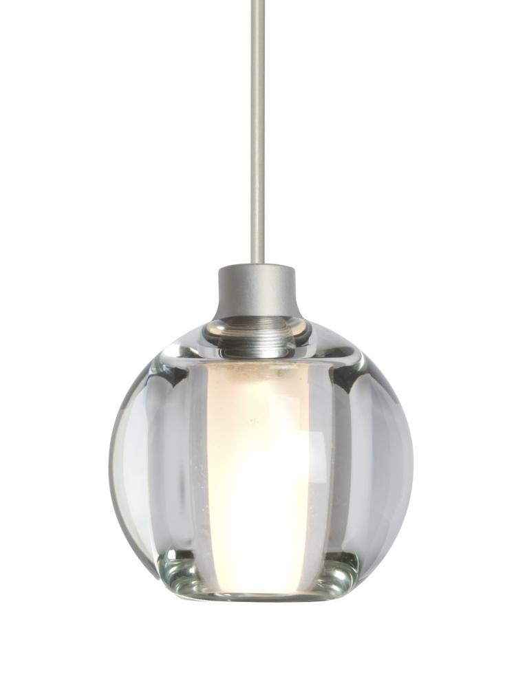 Besa, Boca 5 Cord Pendant, Clear, Satin Nickel Finish, 1x35W Halogen, 15Ft. Cord