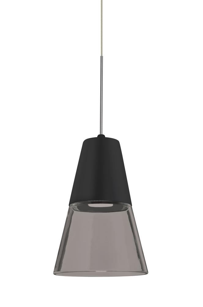 Besa, Timo 6 Cord Pendant,Smoke/Black, Satin Nickel Finish, 1x9W LED