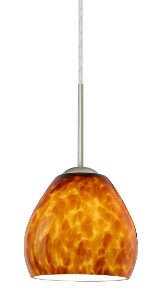 Besa Bolla LED Pendant Amber Cloud Satin Nickel 1x9W LED