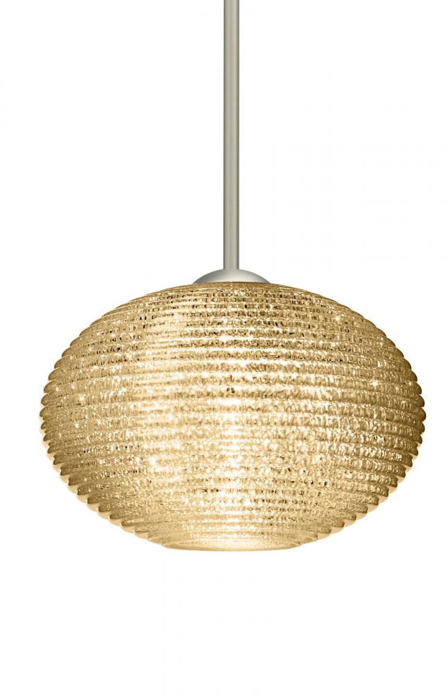 Besa Stem Pendant Pape 12 Satin Nickel Gold Glitter 1x75W Medium Base