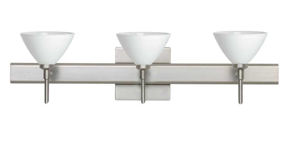 Besa Wall With SQ Canopy Domi Satin Nickel White 3x5W LED