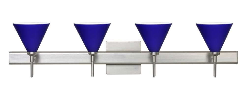 Besa Wall With Sq Canopy Kani Satin Nickel Cobalt Blue Matte 4x40W G9