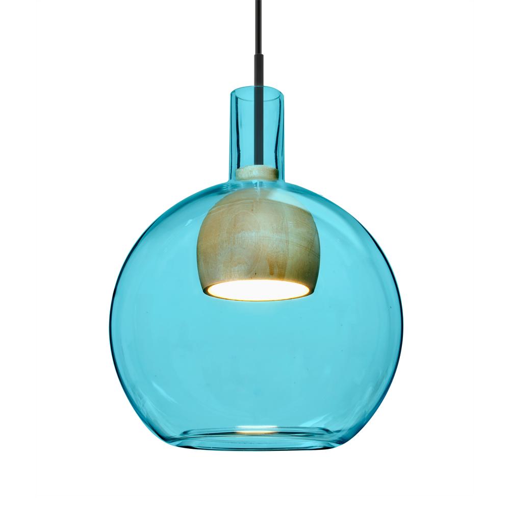 Besa, Benji Cord Pendant For Multiport Canopy, Blue/Natural, Black Finish, 1x9W LED