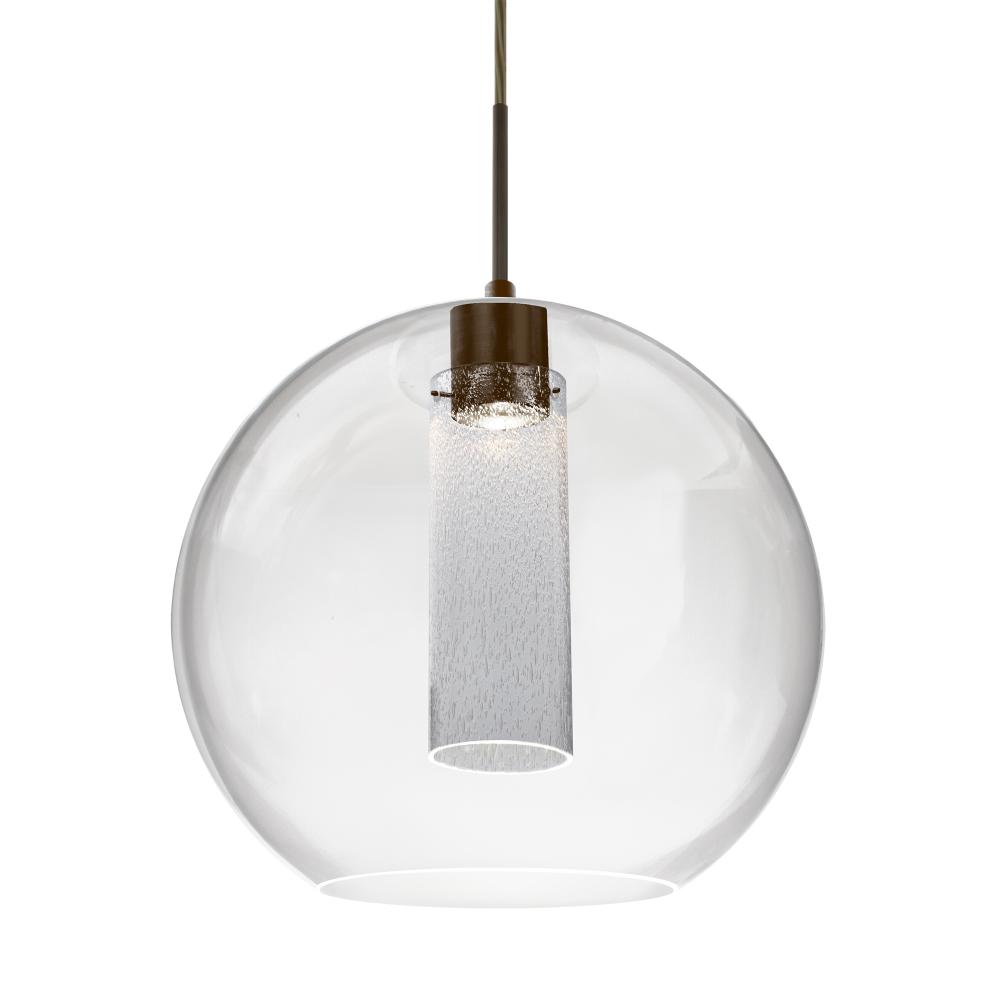 Besa Eli Pendant, Clear/Inner Bubble, Bronze Finish, 1x9W LED