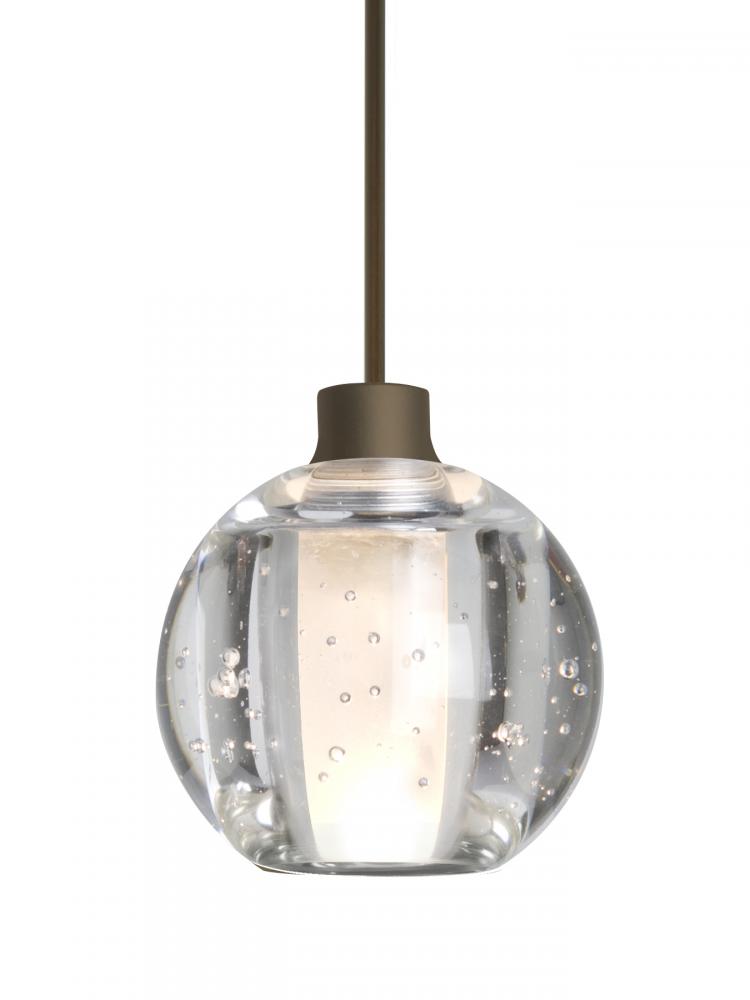 Besa, Boca 5 Cord Pendant, Clear Bubble, Bronze Finish, 1x3W LED, 15Ft. Cord