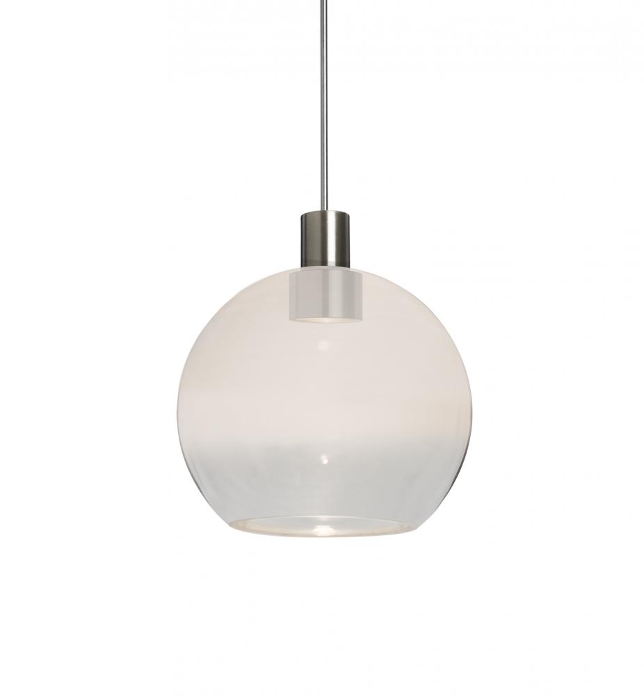 Besa, Newton 6 Cord Pendant, Milky White/Clear, Satin Nickel Finish, 1x3W LED