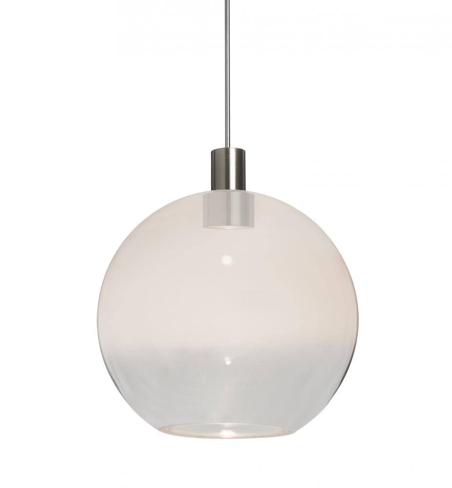 Besa, Newton 8 Cord Pendant, Milky White/Clear, Satin Nickel Finish, 1x3W LED