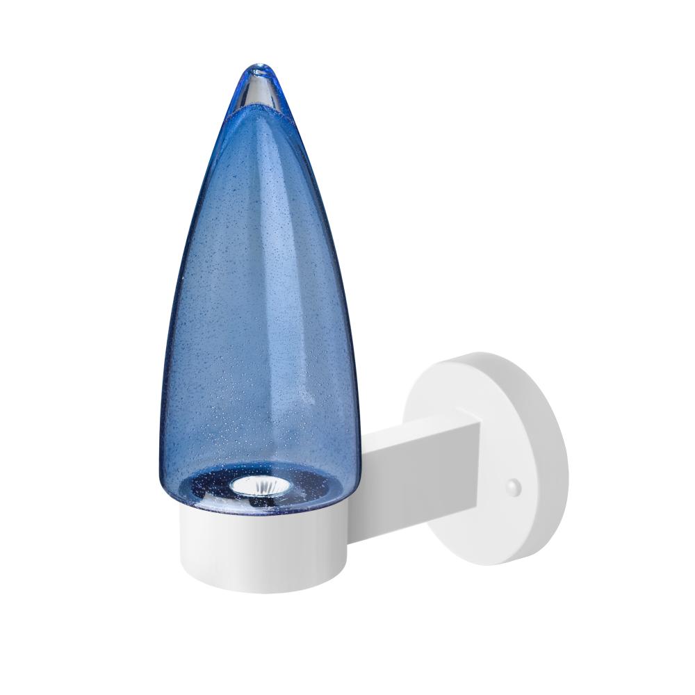 Sulu Outdoor Sconce, Blue Bubble, White Finish, 1x4W LED