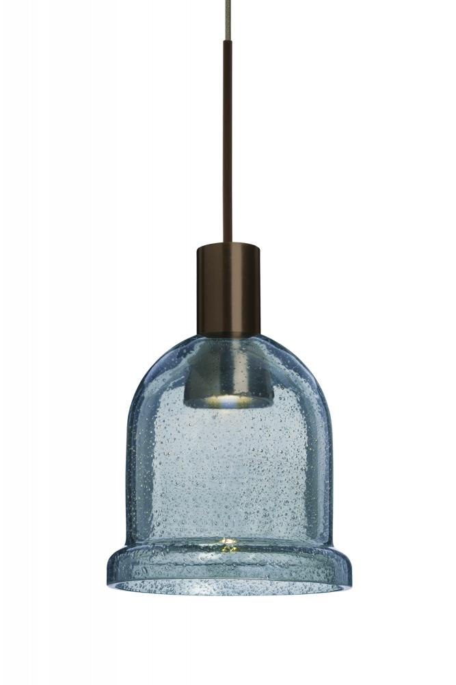 Besa, Kiba Cord Pendant For Multiport Canopy, Blue Bubble, Bronze Finish, 1x3W LED