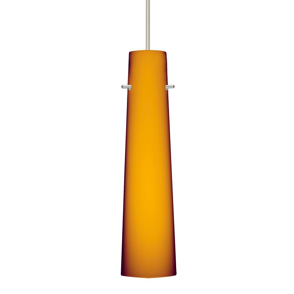 Besa Camino Pendant Satin Nickel Amber Matte 1x50W Halogen, 0-10V Dimming