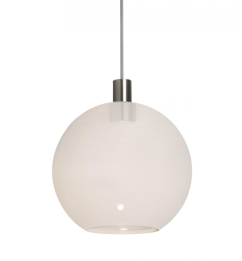 Besa, Newton 8 Cord Pendant, Milky White, Satin Nickel Finish, 1x3W LED