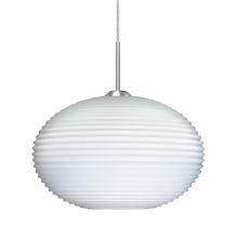 Besa Lighting 1JC-491207-LED-SN-L - Besa Pendant Pape 10 Satin Nickel Opal Ribbed 1x9W LED, 15Ft. Cord