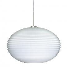 Besa Lighting 1JC-491307-LED-SN-L - Besa Pendant Pape 12 Satin Nickel Opal Ribbed 1x9W LED, 15Ft. Cord