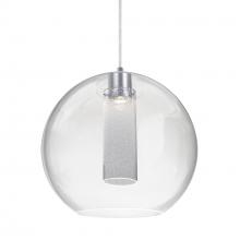 Besa Lighting 1JC-ELICL-LED-SN - Besa Eli Pendant, Clear/Inner Bubble, Black Finish, 1x9W LED