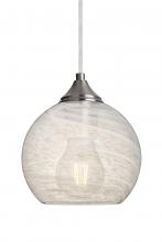 Besa Lighting 1JC-JILLYCL-EDIL-SN-L - Besa, Jilly Cord Pendant, Vapor Clear, Satin Nickel Finish, 1x5W LED Filament, 15Ft.