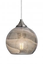 Besa Lighting 1JC-JILLYSM-EDIL-SN-L - Besa, Jilly Cord Pendant, Vapor Smoke, Satin Nickel Finish, 1x5W LED Filament, 15Ft.