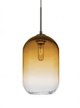 Besa Lighting 1JC-OMEGA12AM-BR - Besa, Omega 12 Cord Pendant,Amber/Clear, Bronze Finish, 1x60W Medium Base