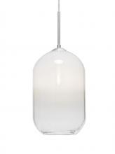 Besa Lighting 1JC-OMEGA12WH-SN - Besa, Omega 12 Cord Pendant,White/Clear, Satin Nickel Finish, 1x60W Medium Base