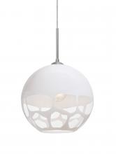 Besa Lighting 1JC-ROCKYWH-LED-SN - Besa, Rocky Cord Pendant, White, Satin Nickel Finish, 1x9W LED