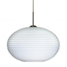 Besa Lighting 1JT-491307-LED-BR-L - Besa Pendant Pape 12 LED-Bronze Opal Ribbed 1x9W LED, 15Ft. Cord