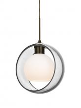 Besa Lighting 1JT-MANACL-BR - Besa Mana Pendant, Clear/Opal, Bronze Finish, 1x60W Medium Base