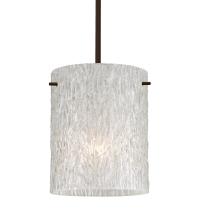 Besa Lighting 1TT-4006GL-BR - Besa Stem Pendant Tamburo 8 Bronze Glitter Stone 1x100W Medium Base