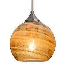 Besa Lighting 1TT-JILLYAM-SN-L - Besa, Jilly Stem Pendant, Vapor Amber, Satin Nickel Finish, 1x60W Medium Base, 15Ft.