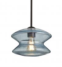 Besa Lighting 1TT-ZENBL-EDIL-BR - Besa, Zen Stem Pendant , Blue Bubble, Bronze Finish, 1x8W LED Filament