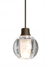 Besa Lighting 1XC-BOCA3BB-LED-BR-L - Besa, Boca 3 Cord Pendant, Clear Bubble, Bronze Finish, 1x3W LED, 15Ft. Cord