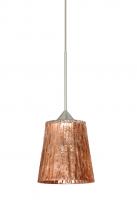 Besa Lighting 1XT-5125CF-LED-SN - Besa Pendant Nico 4 Satin Nickel Stone Copper Foil 1x5W LED