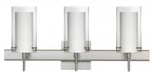 Besa Lighting 3SW-C44007-LED-SN-SQ - Besa Pahu 4 Wall With SQ Canopy 3SW Clear/Opal Satin Nickel 3x5W LED